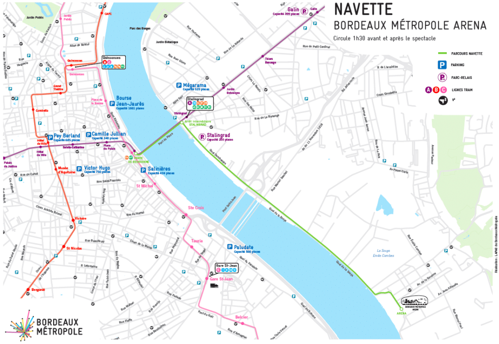 Bordeaux Métropole Arena trajets et modes de déplacement
